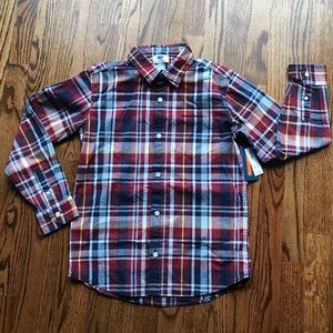 NWT Old Navy boys plaid button down SZ LG (10-12)